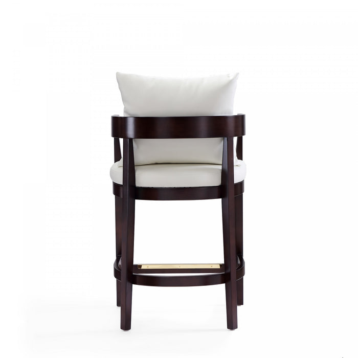 Tabouret de comptoir en bois rembourre style mid-century Ritz, ivoire – Lot de 2