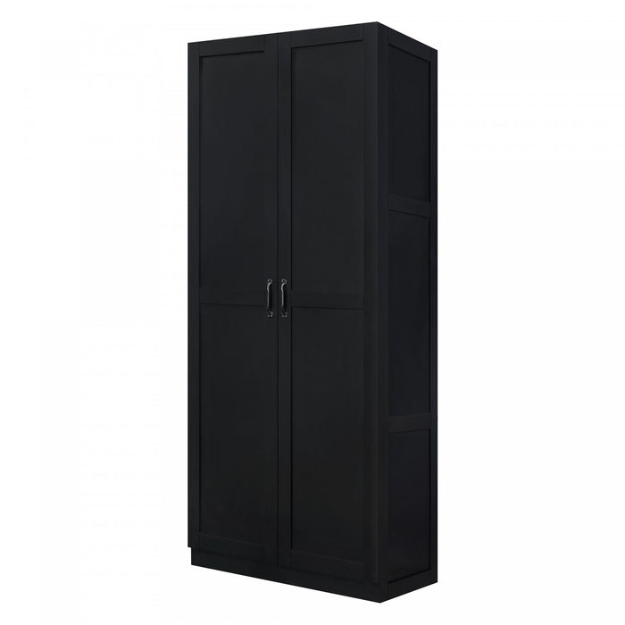 Armoire de rangement moderne Hopkins 30\" en noir (7 etageres) - Lot de 2