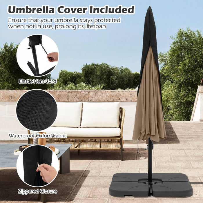 Costway Parasol suspendu deporte de 10 pieds, parasol cantilever de patio avec housse marron