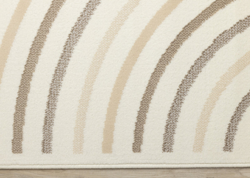 Carpette Forte crème, beige et brune à motif de lignes courbées - 5 pi 3 po x 7 pi 5 po