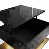 Jonson Modern Lift-top Coffee Table With Led Lighting,high-gloss Black | Table Basse Moderne Jonson A Plateau Relevable Avec Eclairage Led, Noir Laque Brillant | Table Basse Moderne Jonson A Plateau Relevable Avec Eclairage Led, Noir Laque Brillant