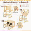 Costway 3-in-1 Foldable Kitchen Standing Tower For Toddlers With Chalkboard Weaning Table Natural
