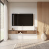 Nordika Slim 72" Wall-Mounted TV Stand with 2 Storage Cabinets - Light Walnut | Meuble pour téléviseur mural mince Nordika de 72 po avec 2 armoires de rangement - noyer clair
