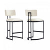 Juno Contemporary Modern Vegan Leather Metal Counter Stool in Ivory | Tabouret de comptoir contemporain moderne Juno en cuir vegetalien et metal, coloris ivoire