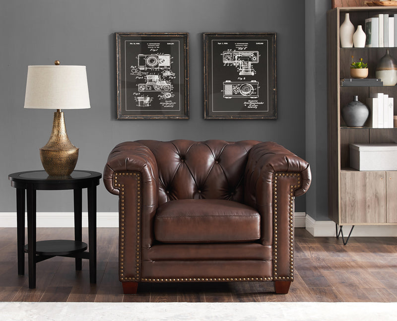 Fauteuil Standwood de Hydeline en cuir - brun