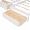 Claire Solid Wood Twin Triple Bunk Bed With Drawers And Guardrails - White | Lit Superpose Triple Simple Claire En Bois Massif Avec Tiroirs Et Barrieres De Securite - Blanc