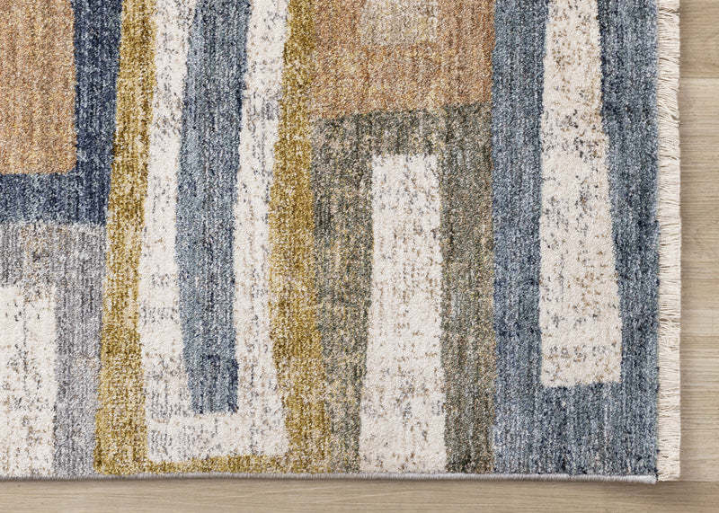 Carpette moderne et raffinée Macey grise, bleue et rouge- 7 pi 10 po x 10 pi 2 po