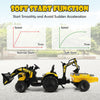 3-in-1 Kids Ride On Excavator Bulldozer 12v Electric Tractor Remote W/ Trailer Yellow