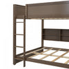 Aaron Wood Bunk Bed With Storage Cabinets And Usb Ports, Queen Size - Antique Wood | Aaron – Lit Superpose En Bois Avec Armoires De Rangement Et Ports Usb, Format Grand - Fini Bois Vieilli