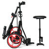 Costway Foldable 3 Wheel Push Pull Golf Club Cart Trolley W/seat Scoreboard Bag Red