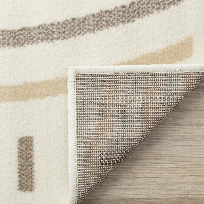 Tapis Florence a motifs de lignes courbes creme, beige et brun, 4'7\" x 6'7\"