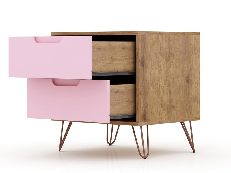 Ensemble de commodes 2 pieces Rockefeller style milieu du siecle en rose