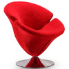 Manhattan Comfort Tulip Polished Chrome Velvet Swivel Accent Chair - Red|Fauteuil d’appoint pivotant Tulip de Manhattan Comfort en chrome poli et en velours - rouge