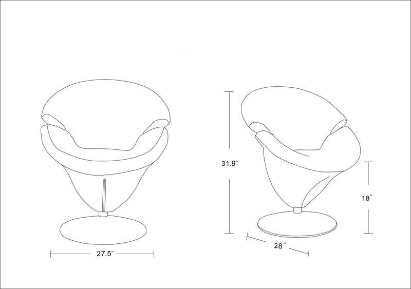 Fauteuil d’appoint pivotant Tulip de Manhattan Comfort en chrome poli et en velours - rouge