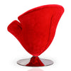 Manhattan Comfort Tulip Polished Chrome Velvet Swivel Accent Chair - Red|Fauteuil d’appoint pivotant Tulip de Manhattan Comfort en chrome poli et en velours - rouge