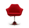 Manhattan Comfort Kinsey Polished Chrome Wool Blend Adjustable Height Swivel Accent Chair - Red|Chaise d’appoint pivotante Kinsey de Manhattan Comfort à hauteur réglable en chrome poli et en mélange de laine - rouge