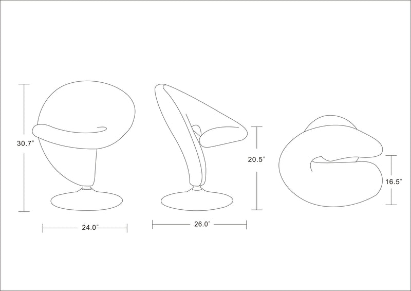 Fauteuil d’appoint pivotant Curl de Manhattan Comfort en chrome poli et en mélange de laine - crème