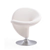 Manhattan Comfort Curl Polished Chrome Wool Blend Swivel Accent Chair - Cream|Fauteuil d’appoint pivotant Curl de Manhattan Comfort en chrome poli et en mélange de laine - crème