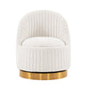Manhattan Comfort Modern Leela Swivel Chenille Accent Chair - Cream|Fauteuil d’appoint pivotant moderne Leela de Manhattan Comfort en chenille - crème