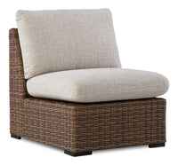  Ensemble Banff 4 pièces pour la terrasse à l’extérieur avec 2 causeuses, un fauteuil en coin et un fauteuil sans accoudoirs - brun et beige