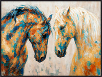Œuvre d’art encadrée « Two Horses » sur toile - 31 po x 41 po
