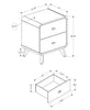 Cami Bedside 2-Drawer Nightstand, Mid-Century Modern, 17"W x 24.8"H – Brown | Table de nuit moderne du milieu du 20e siècle Cami de 17 po (L) x 24,8 po (H) à 2 tiroirs - brune