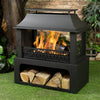 Deko Living Outdoor Metal Fireplace with Log Storage|Foyer extérieur Deko Living en métal avec rangement pour bûches