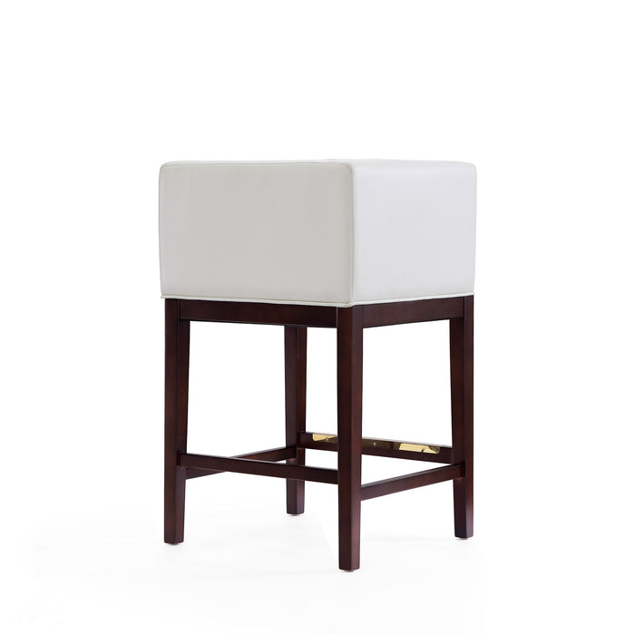 Tabouret bar Kingsley de Manhattan Comfort de hauteur comptoir de 34 po en hêtre - ivoire et noyer foncé