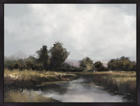 Toile décorative encadrée « Spring River » avec fioritures apposées à la main - 38 po x 50 po