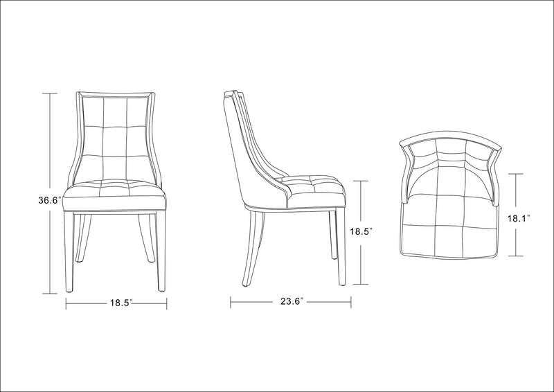 Ensemble 2 chaises de salle à manger Fifth Avenue de Manhattan Comfort en velours - doré antique et noyer