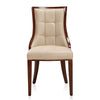 Manhattan Comfort Set of 2 Fifth Avenue Faux Leather Dining Chairs - Cream & Walnut|Ensemble 2 chaises de salle à manger Fifth Avenue de Manhattan Comfort en similicuir - crème et noyer