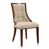 Manhattan Comfort Set of 2 Fifth Avenue Faux Leather Dining Chairs - Cream & Walnut|Ensemble 2 chaises de salle à manger Fifth Avenue de Manhattan Comfort en similicuir - crème et noyer