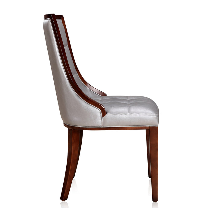 Ensemble 2 chaises de salle à manger Fifth Avenue de Manhattan Comfort en similicuir - argenté et noyer