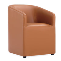 Chaise de salle à manger arrondie et moderne Anna de Manhattan Comfort en similicuir - brun clair