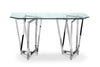 Drew 50” Modern Sofa Table with Glass Top and Metal Base – Chrome  | Table de salon moderne Drew de 50 po avec dessus en verre et base en métal - chrome