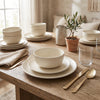 Ensemble de Vaisselle H2K Sesame 12 Morceaux en Gres Texture