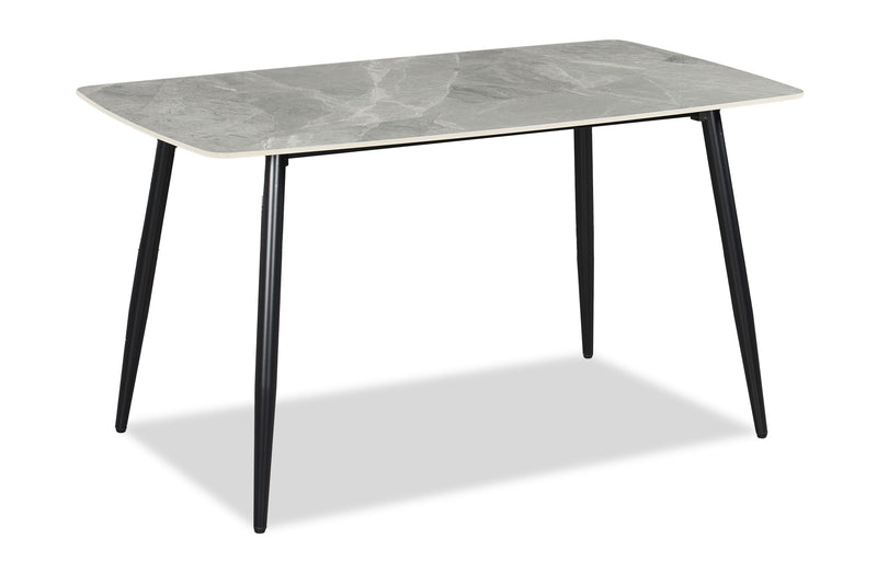 Ensemble de salle à manger Arlo 7 pièces en pierre frittée et métal avec table de 55 po (L) et 6 chaises anthracites - anthracite, gris et noir