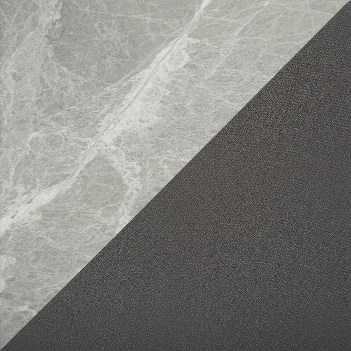 Ensemble de salle à manger Arlo 7 pièces en pierre frittée et métal avec table de 55 po (L) et 6 chaises anthracites - anthracite, gris et noir