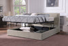 Nico Upholstered Storage Platform Bed in Vegan Leather Taupe Fabric, Hyrdraulic Lift  - Queen Size | Lit plateforme rembourré Nico en tissu de cuir végétalien taupe avec rangement et levage hydraulique - format grand lit