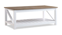  Table à café rustique Ridge de 47,5 po avec tablette - chêne noyer et blanche
