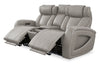 Shaquille O’Neal Home Titan 81" Genuine Leather Power Reclining Loveseat with Shaq-o-pedic Comfort – Slate  | Causeuse à inclinaison électrique Titan de Shaquille O’Neal Home de 81 po en cuir véritable avec confort Shaq-o-pedic - ardoise  | TITASLPL