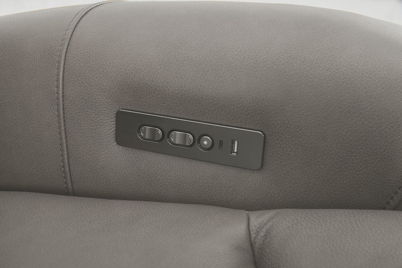Causeuse à inclinaison électrique Titan de Shaquille O’Neal Home de 81 po en cuir véritable avec confort Shaq-o-pedic - ardoise 