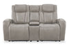 Shaquille O’Neal Home Titan 81" Genuine Leather Power Reclining Loveseat with Shaq-o-pedic Comfort – Slate  | Causeuse à inclinaison électrique Titan de Shaquille O’Neal Home de 81 po en cuir véritable avec confort Shaq-o-pedic - ardoise  | TITASLPL