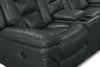 Leo 7-Piece Leather-Look Fabric Power Reclining Sectional with Storage Consoles and Cupholders - Grey | Sofa sectionnel à inclinaison électrique Leo 7 pièces en tissu d’apparence cuir avec consoles de rangement et porte-gobelets - gris