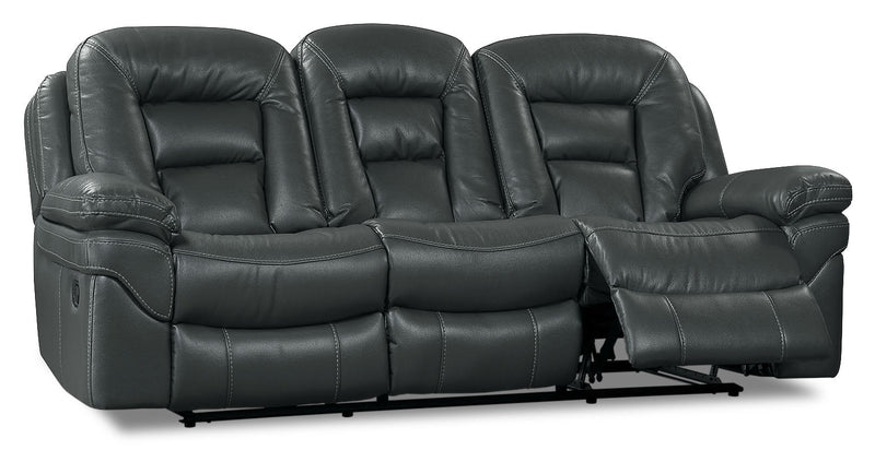 Sofa inclinable Leo de 87,5 po en tissu d’apparence cuir - gris