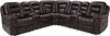 Sofa sectionnel à inclinaison électrique Leo 7 pièces en similicuir avec consoles de rangement et porte-gobelets - brun noyer
