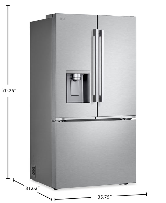 Réfrigérateur LG de 26 pi3 et de 36 po de profondeur comptoir à portes françaises - acier inoxydable - LF26WCH62S