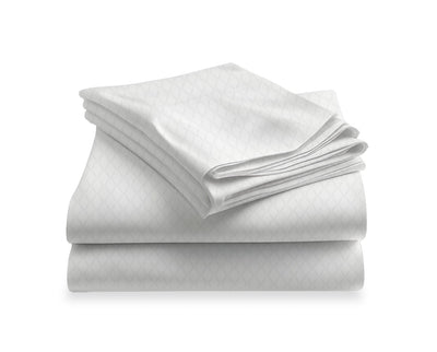 LUSOME Temperature Regulating 4-piece Cotton Queen Sheet Set – White | Ensemble de draps LUSOME de 4 pièces en coton à régulation de température pour grand lit - blanc