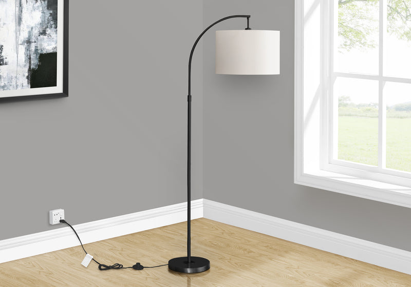 Lampe à pied arquée de 65 po en métal noir