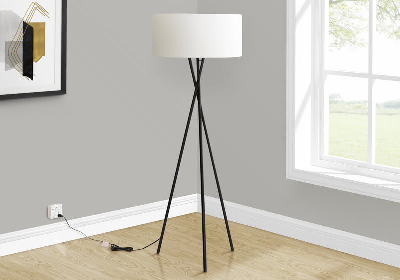Lampe à pied de style trépied de 62 po en métal noir